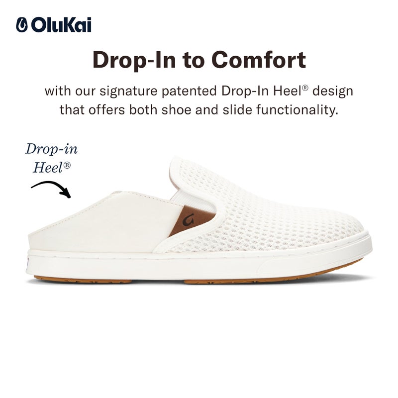 OLUKAI Pehuea Women's Slip On Sneakers, Casual Everyday Shoes with Easy On & Off Design, Breathable Mesh & Drop-in Heel, All-Day Comfort & Support, Bright White/Bright White, 6.5 - Image 3